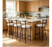 SUPFINE Lot de 4 Chaises Hautes Tabourets de Bar avec Dossier Ergonomique, Repose-Pied Intégré, Adapté Îlot de Cuisine Moderne