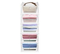 Supfine Lot de 5 Boite Rangement Vetement pour Penderies Organisateur Armoire Vetement Pliable Rangement Empilable pour Vetements, Dressing, Chambre (Blanc, Lot de 5, 33 * 42 * 90 cm)