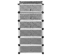 Supfine Meuble Chaussure, 6 Niveaux Armoire à Chaussures 12 Paires Meuble a Chaussure avec Porte, Maillet, Armoire a Chaussures pour Entrée Salon Chambre (Noir, 1 * 6)