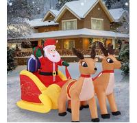 SUPFINE Père Noël gonflable avec traîneau - Grand Rennes Extérieur Noël Décoration de Noël Figurine de Noël Saint Nicolas