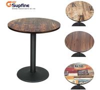 SUPFINE Petite Table de Salle à Manger avec Plateau en Bois - Table de Cuisine Ronde 60 cm - pour 1 à 2 Personnes - Table Haute