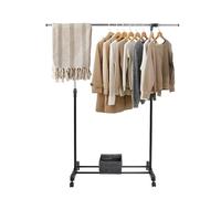 Supfine Portant à Vêtements, Porte-manteau, Porte-vêtements sur Roulettes, Hauteur Réglable, avec Barre Extensible (Noir, 80x43x158cm)
