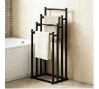 SUPFINE Porte Serviette sur Pied Salle de Bain à 4 Niveaux, Support Serviettes Autoportant en Métal, pour Serviettes, Vêtements