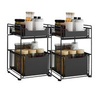 Supfine Rangement sous évier à 2 Niveaux, Organisateur de Cuisine avec Tiroirs Coulissants, Étagère sous Évier, 2 Paniers Coulissants, pour Cuisine, Salle de Bain (Noir, 37.4 * 26.5 * 44cm, 2PCS)
