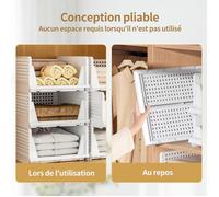 SUPFINE Rangement Vetement Empilable Lot de 3 Tiroir Coulissant, Organisateur Armoire avec couvercle Pour Vêtements Couettes Joue