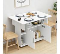 SUPFINE Table à Manger Pliable avec Armoire et étagères Ouvertes pour Salle à Manger Cuisine pour 1 à 4 Personnes 100×70×78cm