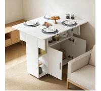 SUPFINE Table à Manger Pliante, Table de Cuisine Extensible, pour 2 à 4 Personnes, avec 2 Abattants Rangement, pour Petits Espaces