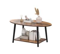 Supfine Table Basse Ovale Double Couche en Bois avec Pieds en Pin, Table de Salon Ovale à Double Niveau, Design Moderne pour Salon et Appartement (Marron Vintage)