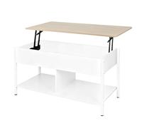 Supfine Table Basse Relevable, Table Basse Extensible, Compartiment de Rangement Séparé et Caché, Rangement à 2 Niveaux, pour Salon, Bureau (Noir, 90 * 48 * 62 cm)