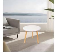 SUPFINE Table Basse Ronde Multifonctionnelle, Table Basse Ronde Bois Massif, Style Scandinave Moderne, 50x50x40cm