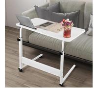 SUPFINE Table d'appoint, avec 4 Roues pivotantes, Hauteur réglable, Bureau d'appoint en Forme de C, avec Support pour Tablette