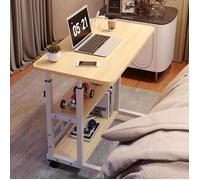SUPFINE Table de Lit avec Roulettes, Table D'appoint en Forme de C avec Étagères de Rangement Ouvertes, Bureau Portable 60 × 40cm