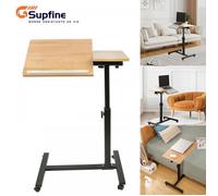 SUPFINE Table de Lit - Hauteur Réglable de 58cm à 90cm - Table d'appoint - Table d'ordinateur - Couleur Bois d'origine