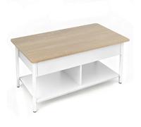 SUPFINE Table de Salon Moderne en Bois, Table Basse avec Plateau Relevable, pour Salon, Petits Espaces, Bureau, 90 × 48 × 62 cm