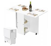 SUPFINE Tables de Salle à Manger Pliable Table de Cuisine avec Roulettes et Rangement, pour 2-4 Personnes, 110×70×78cm, Blanc