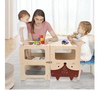 SUPFINE Tour d'observation enfant - Marche pied enfant type Montessori, fonction siège, Tabouret Bébé Motif Renard, 41*38*92cm