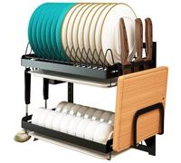 Supfirm Égouttoir mural en acier inoxydable pour fruits et légumes avec égouttoir et baguettes suspendues, porte-couteaux, fournitures de cuisine, organiseur d'ustensiles (2 niveaux)
