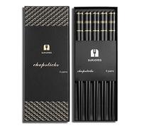 SUPJOYES Baguettes en fibre de verre réutilisables - Baguettes chinoises japonaises lavables au lave-vaisselle, coffret cadeau de 5 paires de baguettes