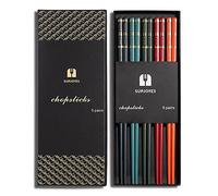 SUPJOYES Baguettes en fibre de verre réutilisables - Baguettes chinoises multicolores lavables au lave-vaisselle, coffret cadeau de 5 paires de baguettes