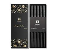 SUPJOYES Lot de 5 paires de baguettes en fibre de verre - Réutilisables - Passent au lave-vaisselle - Avec motif fleurs de cerisier - 24,9 cm