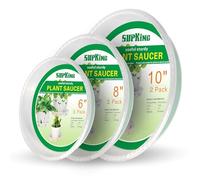 SupKing Lot de 6 soucoupes pour Plantes de 15,2 cm, 20,3 cm, 25,4 cm, Plateau d'égouttement en Plastique Transparent Durable, Plus épais, Plus Robuste, pour Pot de Fleurs pour intérieur et extérieur