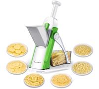 SupMaKin Mandoline de Cuisine Safety Slicer Manuelle Multifonction Tous Coupe Légumes Lame en acier inoxydable, Julienne, Cubes, Fcoupe Patate Frite carotte, Euroshopping - vert