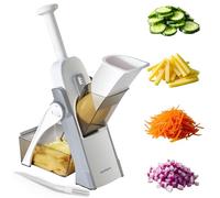 SupMaKin Mandoline de Cuisine Safety Slicer Manuelle Multifonction Tous Coupe Légumes Lame en acier inoxydable, Julienne, Cubes, Fcoupe Patate Frite carotte, Euroshopping - Gris
