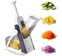 SupMaKin Mandoline de Cuisine Safety Slicer Manuelle Multifonction Tous Coupe Légumes Lame en acier inoxydable, Julienne, Cubes, Fcoupe Patate Frite carotte, Euroshopping - bleu