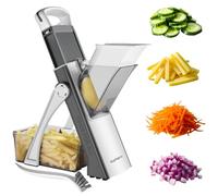 SupMaKin Mandoline de Cuisine Safety Slicer Manuelle Multifonction Tous Coupe Légumes Lame en acier inoxydable, Julienne, Cubes, Fcoupe Patate Frite carotte,Euroshopping (Blanc)