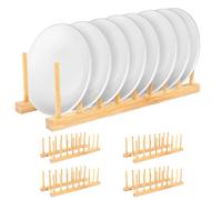 Support à assiettes en bambou 5 compartiments, porte-assiettes, égouttoir à bouteilles, égouttoir à vaisselle en bois, porte-couvercles pour casseroles et poêles, porte-couvercles de cuisine, support