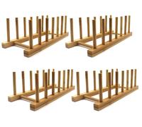 Support à assiettes en bambou, range-vaisselle, organiseur de placard de cuisine pour assiettes/bols/tasses/couvercles de casseroles/planches à découper (lot de 4)