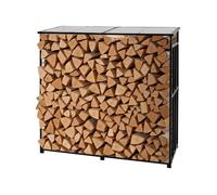 VEVOR Support à bois de chauffage métal avec toit incliné 185×70×180 cm 299,4 kg thermolaqué
