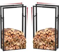 Support à bois métallique - Réglable en 9 tailles - Pour l'intérieur et l'extérieur - Bois de chauffage - Support métallique à deux places