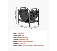 Support à bois, structure en acier robuste, sac de transport en toile, 45 cm, 18 kg