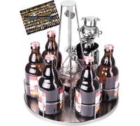 Support à bouteilles en forme de sculpture - Présentoir à boissons - Décoration de bar - Pièce unique, fabriquée à la main - Hauteur : 30 cm - Argenté