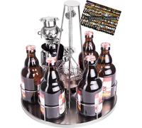 Support à bouteilles en forme de sculpture - Présentoir à boissons - Décoration de bar - Pièce unique, fabriquée à la main - Hauteur : 30 cm - Argenté