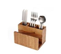 Support à couverts en bois avec 3 compartiments pour couverts et un compartiment pour les serviettes, idéal pour la cuisine et le jardin
