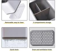 Support à couverts Unyqoos® gris – Rangement à couverts avec 3 compartiments, fabriqué en PP/PS, amovible, avec trous de drainage et fonction de versement ergonomique, multifonctionnel pour la cuisine