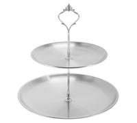 Support à cupcakes, 2 niveaux, rond, argenté, 23 cm de hauteur