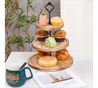 Support à cupcakes à 3 niveaux, en bois, style vintage, finition claire