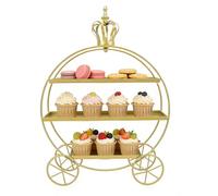 Support à cupcakes en fer, doré, à 3 niveaux, dimensions : 35 x 10 cm