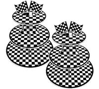 Support à cupcakes, lot de 2, 3 niveaux, en carton, design voiture de course, hauteur 32,5 cm