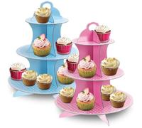 Support à Cupcakes - Non spécifié - 3 étages - Rose et Bleu - Lot de 2 - Facile à assembler
