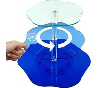 Support à cupcakes Unyqoos® en acrylique – Étagère à 3 niveaux avec plateaux transparents en forme de fleurs, couleur bleu