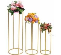Support à fleurs 3 pièces Vases dorés Support métallique en forme de colonne 59/79/100 cm Décoration de table pour mariage