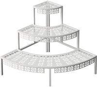 Support à fleurs à trois niveaux en métal pour les grandes plantes, les fleurs et les jeunes pousses ; support multifonctionnel pour le balcon, l'intérieur et l'extérieur ; support rond blanc à grande