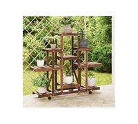 vidaXL Présentoir à fleurs 110x25x101 cm Sapin massif avec roulettes pour jardin et terrasse