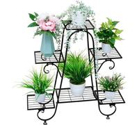 Support à fleurs d'intérieur - métal noir - support pour pots de fleurs - support en escalier - pot de fleurs d'extérieur avec support