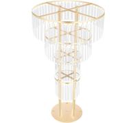 Support à fleurs en cristal - Colonne à 4 niveaux - Socle rond 28 cm - Démontable - Fer et acrylique - Pour mariage et Saint-Valentin - Or