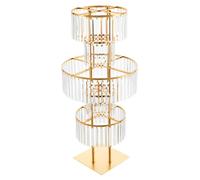 Support à fleurs - Étagère décorative - 5 niveaux - 110 cm de hauteur - Rond - Autoportant - En fer et acrylique - Finition dorée transparente